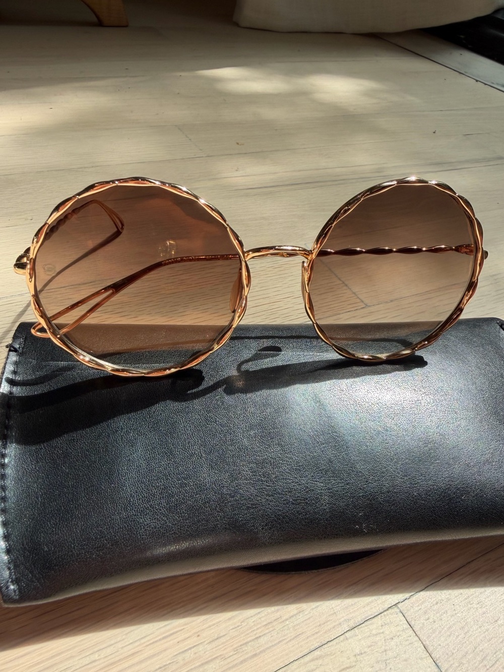 Round Twisted Frame Sunglasses - Brown Lenses - Elie Saab - Made in Italy